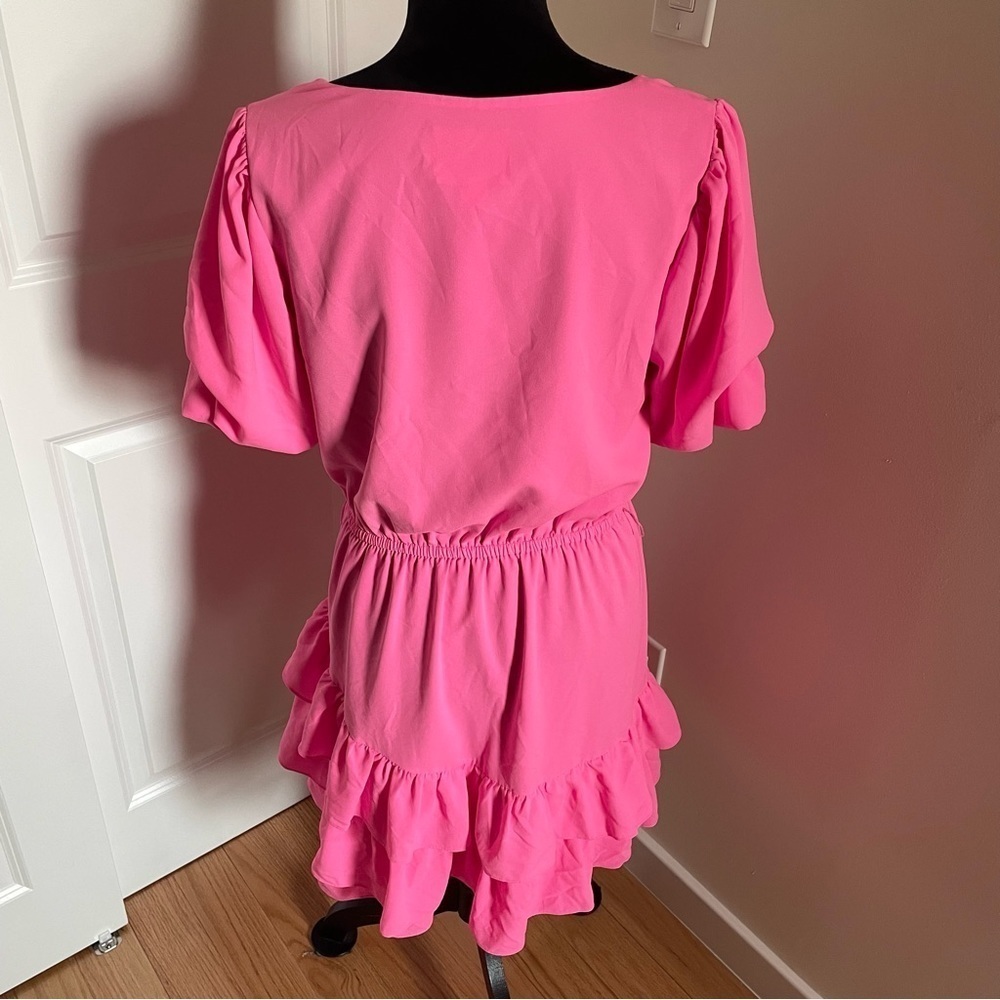 Lilly Pulitzer Martha Pink Stretch Ruffle Midi Short Sleeve Dress EUC Size 10 - Picture 5 of 11
